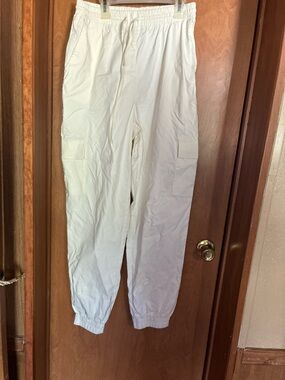 Large White Cargo Jogger Pants Size Pockets